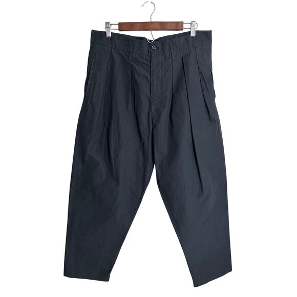 Hed Mayner Black Pleated Cotton Balloon Pants Lightweight Mens 46/Medium